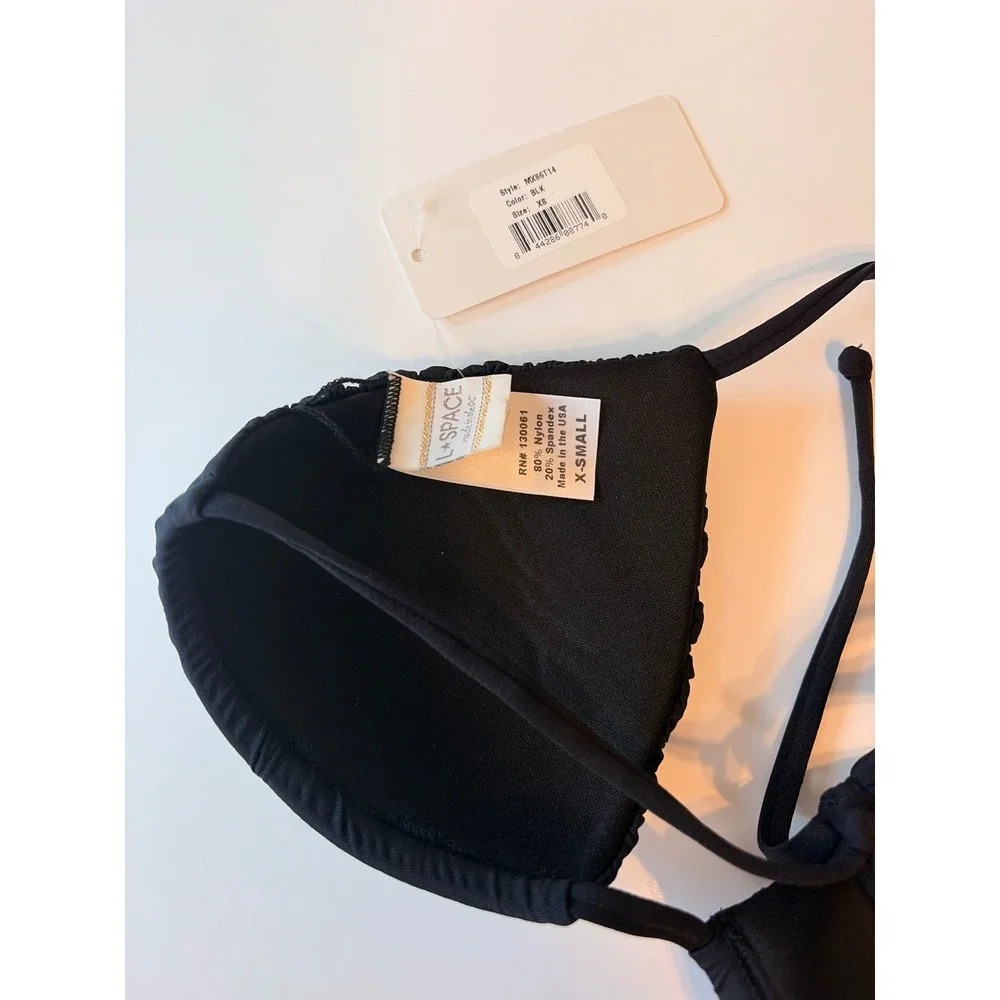 New L*Space Black String Bikini Top Size XS